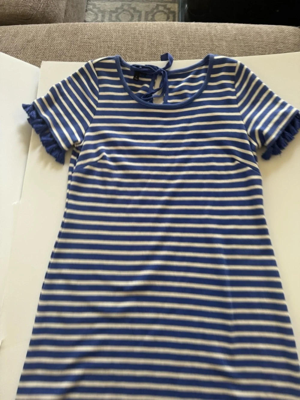 Talbots Blue and White Striped Short-Sleeve Tee Dress Small - Picture 6 of 7